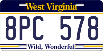 WV license plate 8PC578