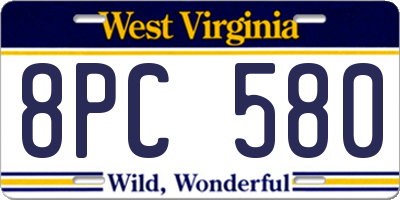 WV license plate 8PC580