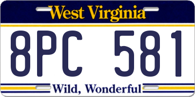 WV license plate 8PC581