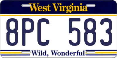WV license plate 8PC583