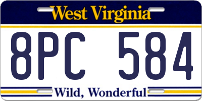 WV license plate 8PC584