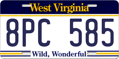 WV license plate 8PC585