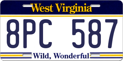 WV license plate 8PC587
