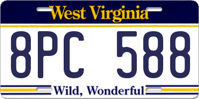 WV license plate 8PC588