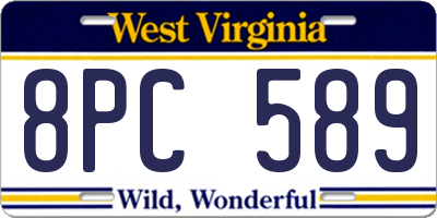WV license plate 8PC589