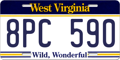 WV license plate 8PC590