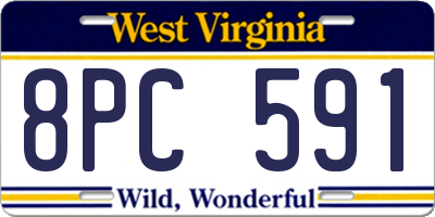 WV license plate 8PC591