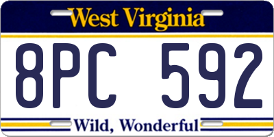 WV license plate 8PC592