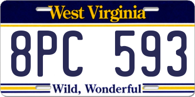 WV license plate 8PC593