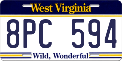 WV license plate 8PC594