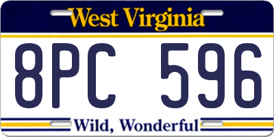WV license plate 8PC596