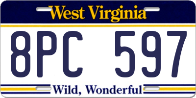 WV license plate 8PC597