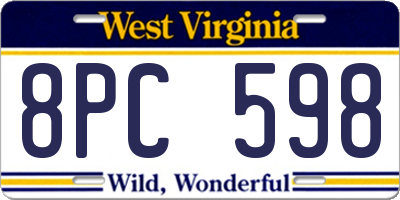 WV license plate 8PC598