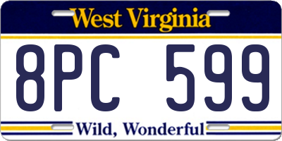 WV license plate 8PC599
