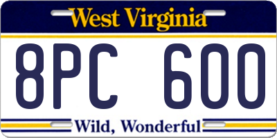 WV license plate 8PC600