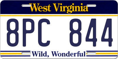 WV license plate 8PC844