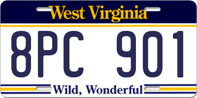 WV license plate 8PC901