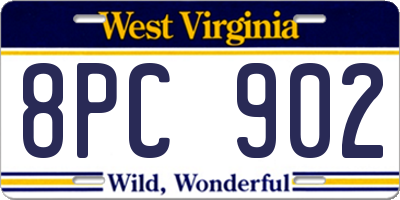 WV license plate 8PC902