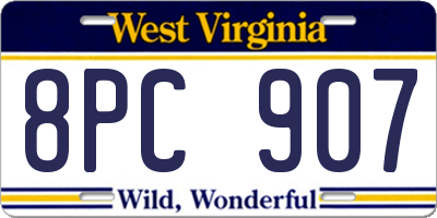WV license plate 8PC907
