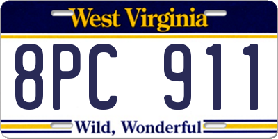 WV license plate 8PC911