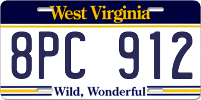WV license plate 8PC912