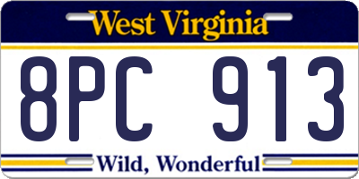 WV license plate 8PC913