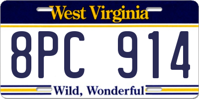 WV license plate 8PC914