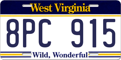 WV license plate 8PC915
