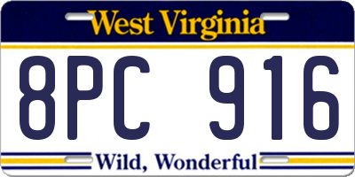 WV license plate 8PC916