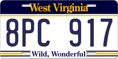 WV license plate 8PC917