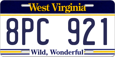 WV license plate 8PC921