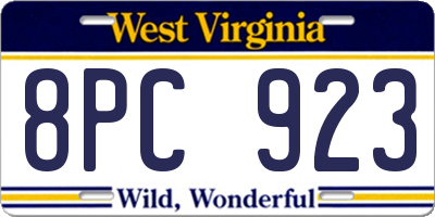WV license plate 8PC923