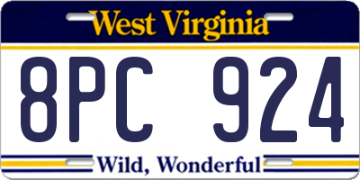 WV license plate 8PC924