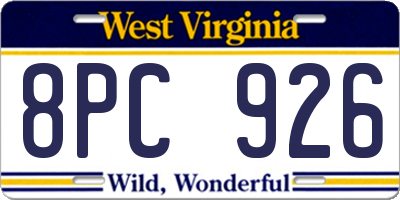WV license plate 8PC926