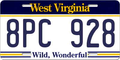 WV license plate 8PC928