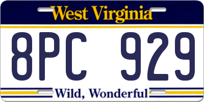 WV license plate 8PC929