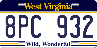 WV license plate 8PC932