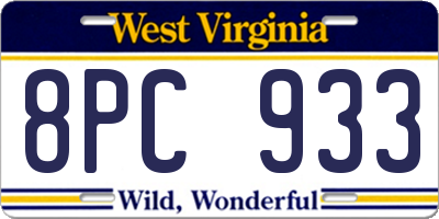 WV license plate 8PC933
