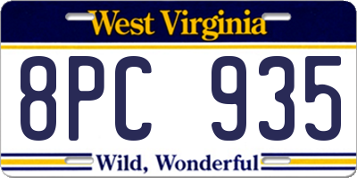 WV license plate 8PC935