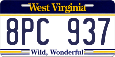 WV license plate 8PC937
