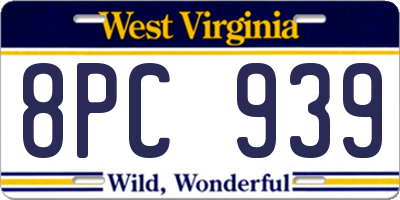 WV license plate 8PC939