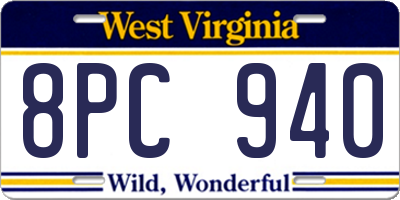 WV license plate 8PC940