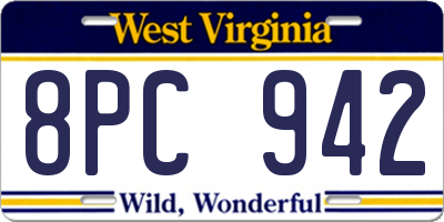 WV license plate 8PC942