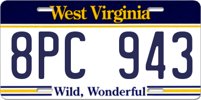 WV license plate 8PC943