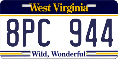 WV license plate 8PC944