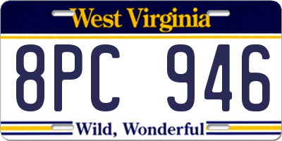 WV license plate 8PC946
