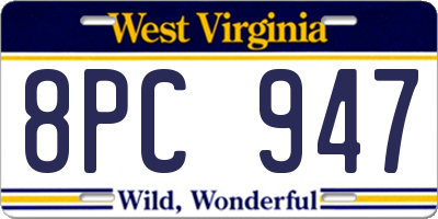 WV license plate 8PC947
