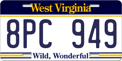 WV license plate 8PC949