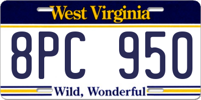 WV license plate 8PC950