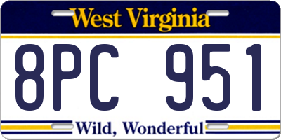 WV license plate 8PC951